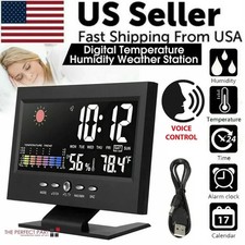 LED Digital Alarm Clock Snooze Calendar Thermometer Hygrometer Weather Display