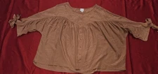 Cozy Casual Women's Blouse with Tie Accents on Sleeves Size M