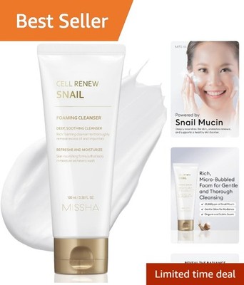 Cell Renew Snail Foaming Cleanser 3.38 Fl Oz - Korean Skin Care Face Wash wit...