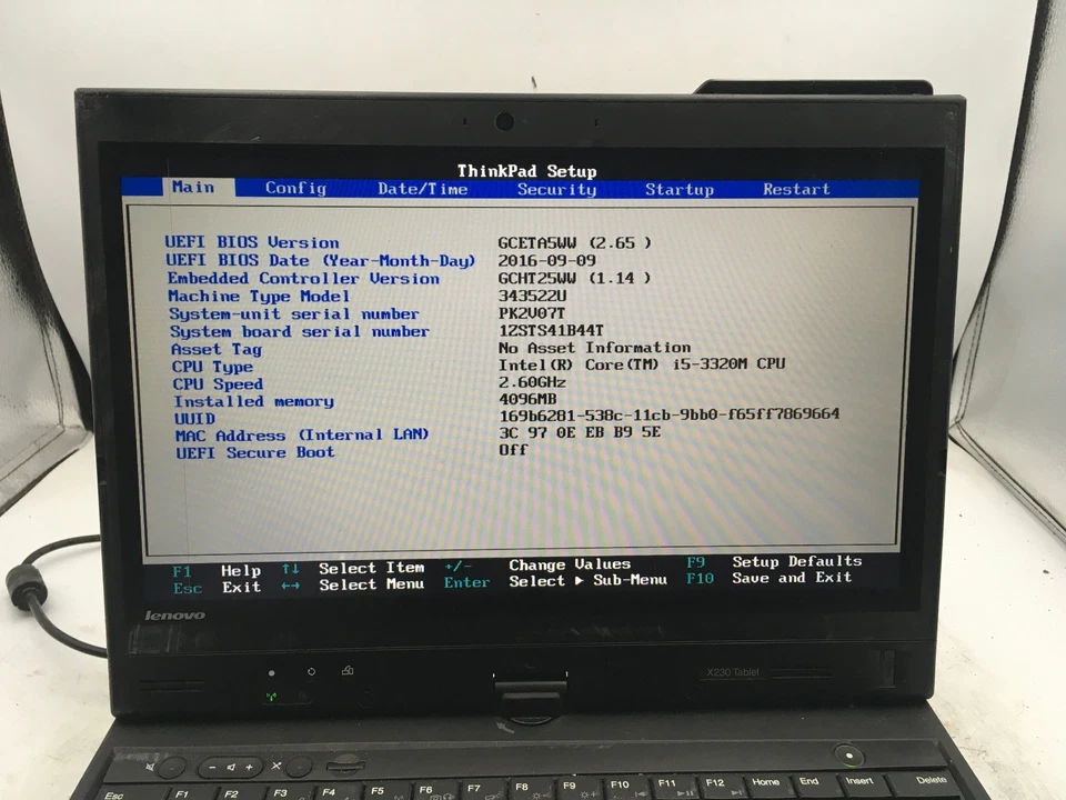 LENOVO THINKPAD X230 TABLET - BOOTS TO BIOS - INTEL I5 3320M - NO RAM - READ -BB - Image 2 of 4