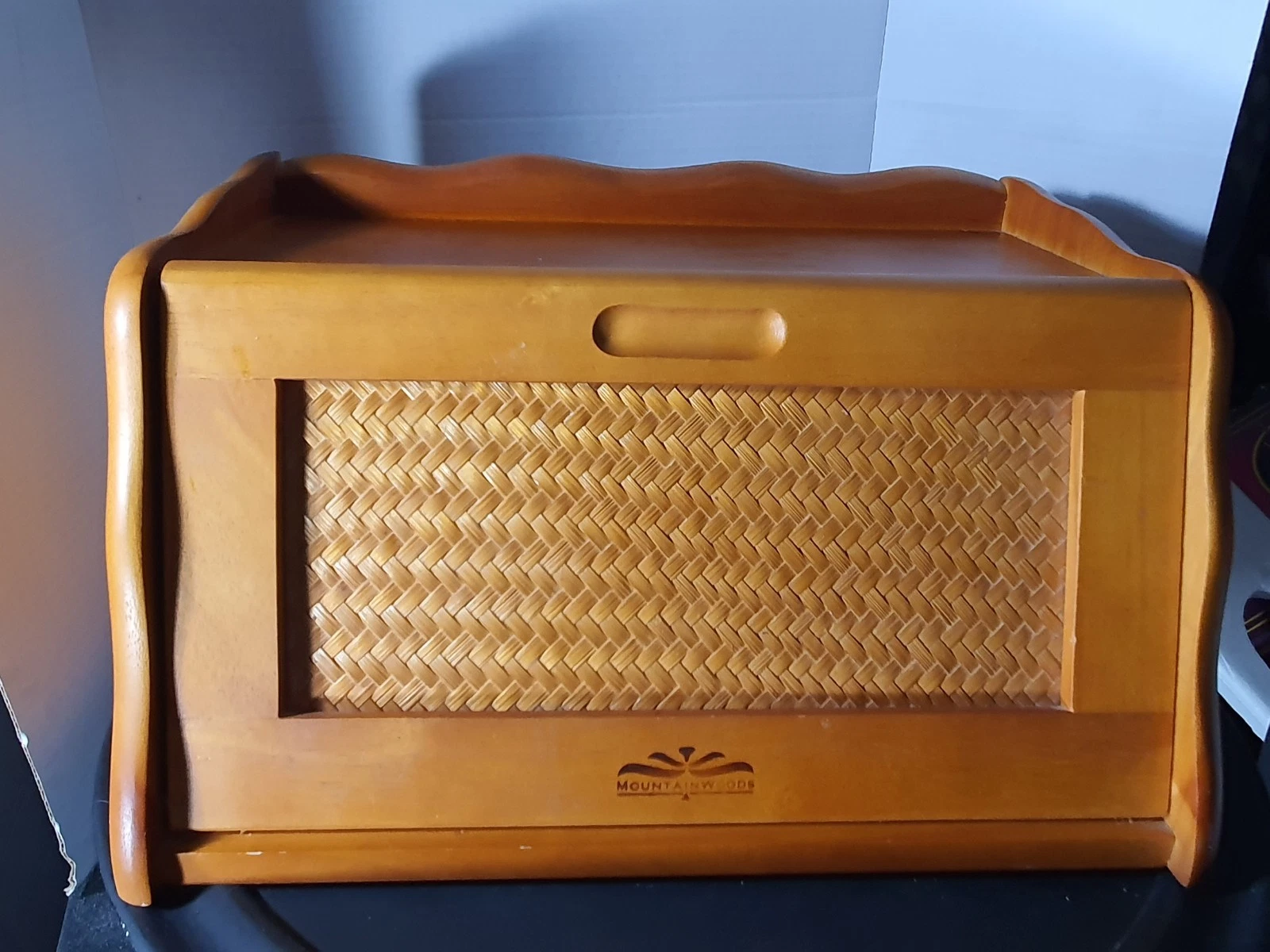 All Wood Bread Box Beautiful Flip Down Top