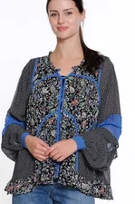 Tru Luxe Jeans Sheer Floral NWT Boho Peasant Top Size M Festival Hippie