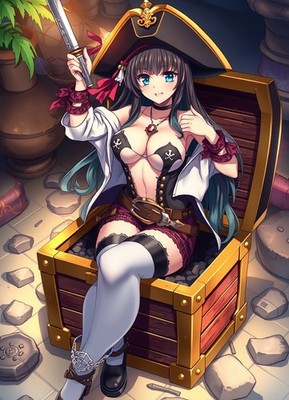 SEXY PIRATE PRINCESS ANIME WAIFU 4x6 Print  Fantasy Art 03092617