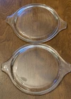 2 Vintage Pyrex 470-C Clear Glass Replacement LIDS ONLY Tab Handles 6 1/2”