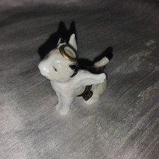 Vintage Hinged Porcelain Trinket Holder White & Light Gray Angel Kitty Cat Small
