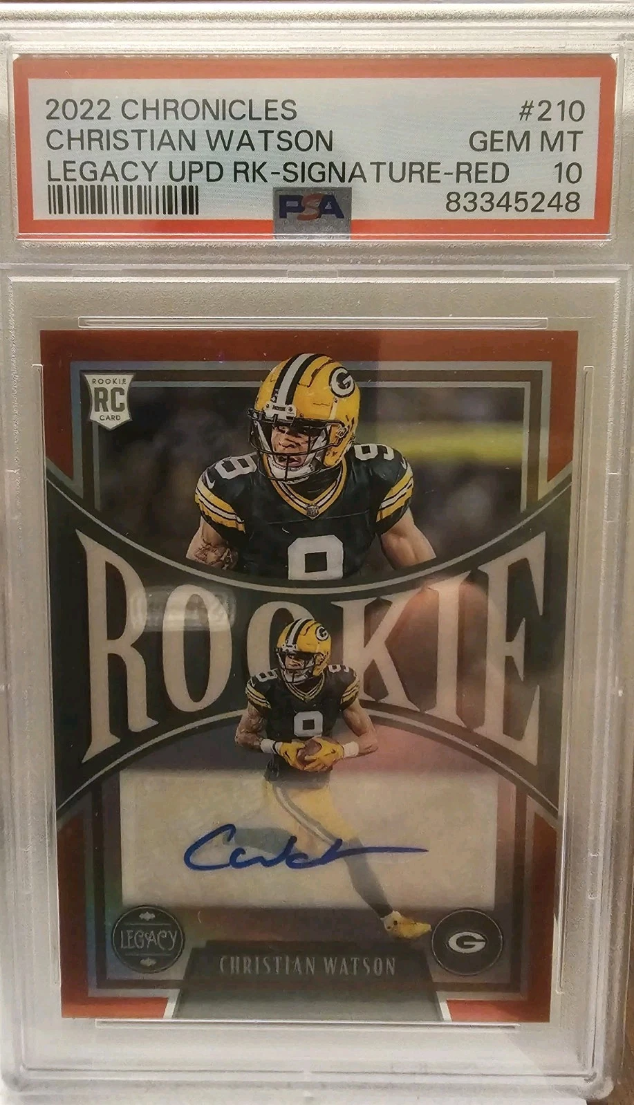 Christian Watson Panini Chronicles Legacy Update Rookies #210 Red