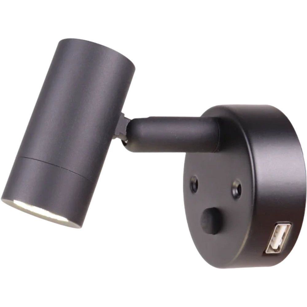 LED Spotlight Wall Down Light w/ USB Caravan Camper Barge Black 12v DC x6 LT18.1 - Image 3