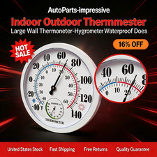 Indoor Outdoor Thermometer Large Wall Thermometer-Hygrometer Waterproof Does  US  