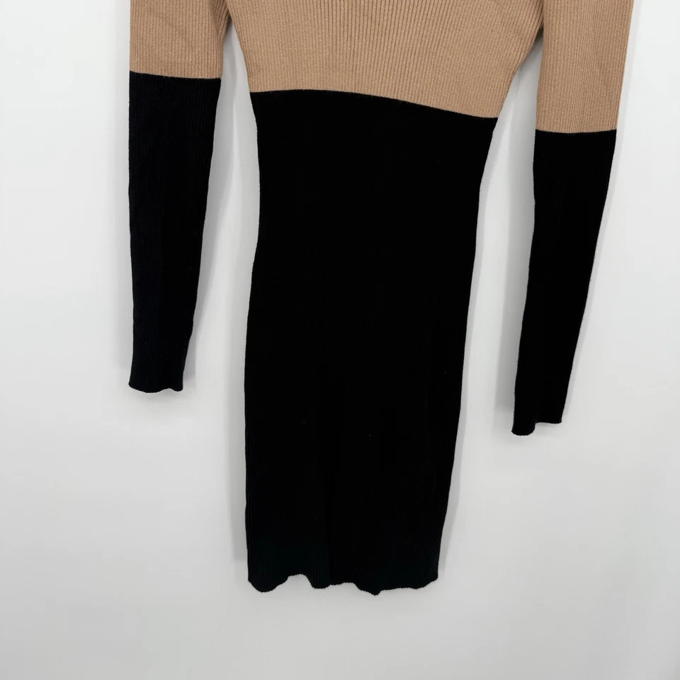 Tiana B двухцветный желтовато-коричневый и черный ребристый свитер платье резинке размер большой - Изображение 3 из 4