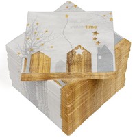 Servietten 3-Lagig 33X33Cm Heku Wintertime HäUser-Motiv SaugfäHig, Tischdeko