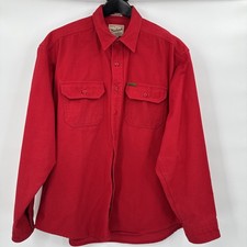 Woolrich Mens XL RED Long Sleeve Expedition Chamois Hunting Camping VTG 80s