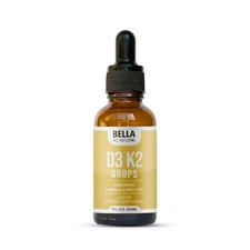 Bella All Natural D3 K2 Drops Organic Omega 3 MCT Oil 50ml Supplement for Daily
