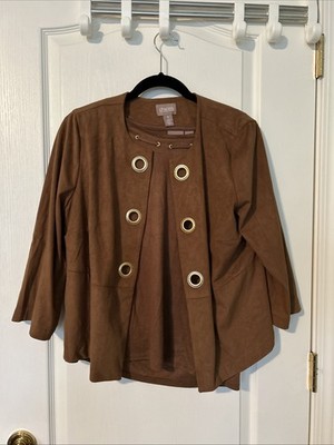 Chico s Suede Like Jacket With Blouse. Size 1