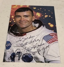 Fred Haise Autograph Signed Photo Includes Apollo 13  LMP Inscrip. See Descrip