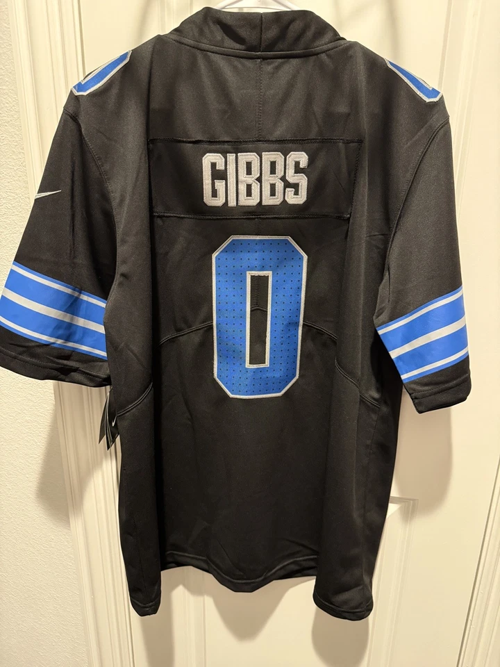 #0 Jahmyr Gibbs Detroit Lions Small Mens Alt Black STITCHED 2025 Jersey NWT NIKE - Image 2 of 4