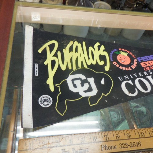 NCAA CU Colorado Buffaloes Vintage 1990 Federal Express Orange Bowl Logo Pennant - Picture 2 of 7