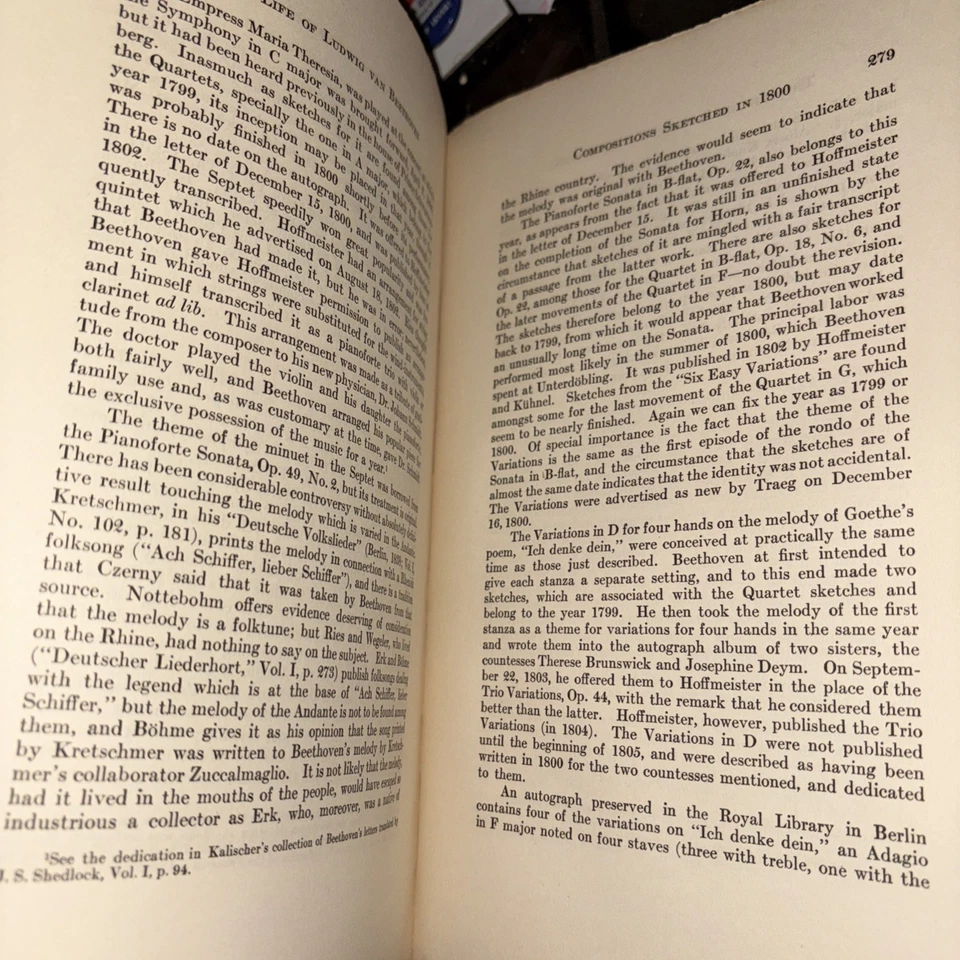 Alexander Thayer THE LIFE OF LUDWIG VAN BEETHOVEN Volume 1 1921 HC RARE ! - Image 4 of 4