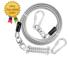 Dog Tie Out Cable, 10/15/20/30/40/50/70/100/150FT Runner Cable with Swivel Hook