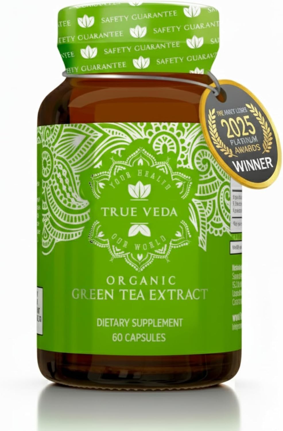 Organic Green Tea Extract Low Caffeine EGCG Supplement, 60 Vegan Capsules