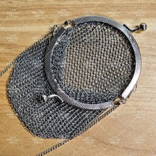 Antique Victorian Silver Chatelaine Mesh Coin Purse Chain Mail Women Bags 1890s