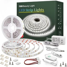 Led Strip Lights 65.6ft White Dimmable Led Light Strip Flexible Rope Lights K...