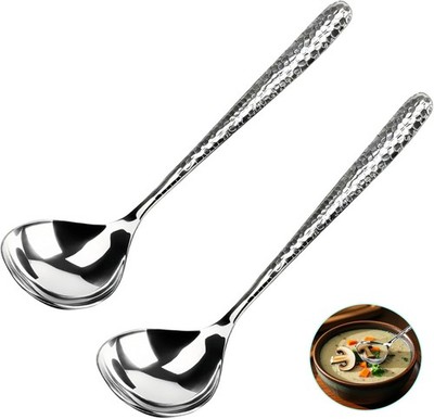 2 PCS Deep Round Soup Spoons 7.87'',18/8 Stainless Steel for Cereal Bouillon Milk