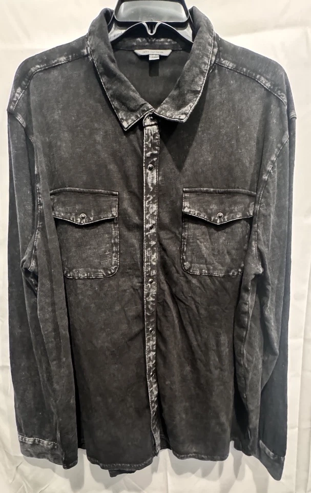 John Varvatos Men’s Arvon Cotton Snap-Up Western Shirt In Black / Size 2XL - Image 2 of 4
