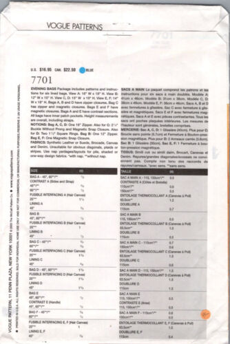 OOP Vogue Accessories Hats Bags Purses Handbags Shrug Sewing Pattern Misses UPIC - Picture 18 of 39
