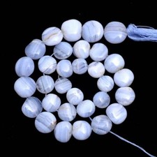Blue Lace Agate Smooth Round Coin Beads- 6-11MM Beads Size- 13" Strand Approx.