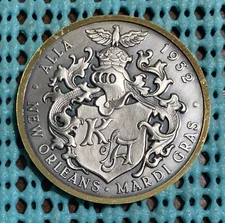 1970 Krewe of ALLA oxidized silver KING (J. H. Boyce, Jr.) Mardi Gras doubloon