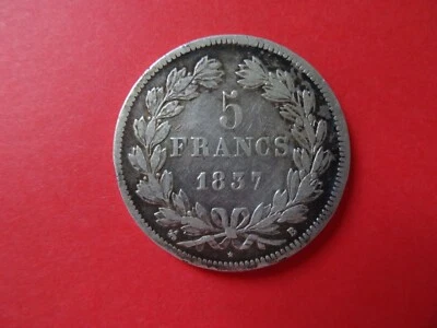 5 francs Louis-Philippe I Gravé par Joseph-François Domard 1837 - Photo 1/2