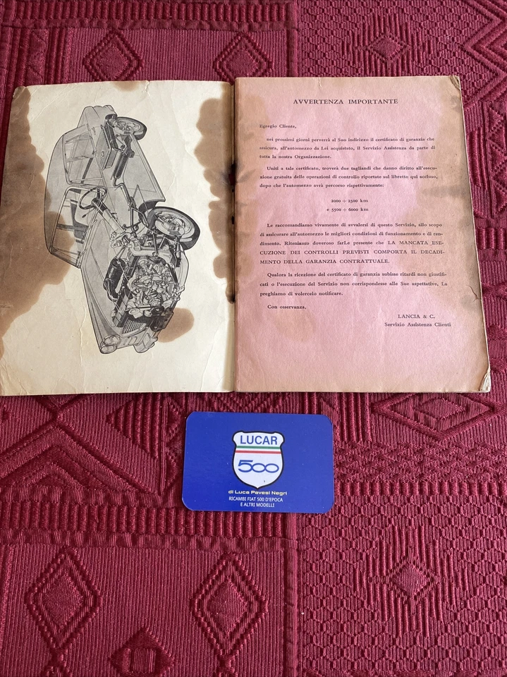 LIBRETTO USO E MANUTENZIONE LANCIA FLAVIA  FONDO DI MAGAZZINO SEGNI DEL TEMPO - Immagine 2 di 4