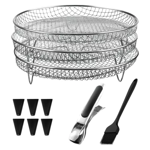 3 Layer Air Fryer Rack 304 Stainless Steel Dehydrator Rack Basket Tray for Ninja - Picture 2 of 8