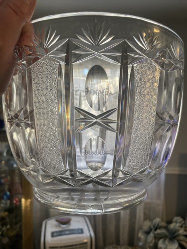 Vintage Bohemia Cut Crystal Bowl with Lid Extra Large Punch Bowl 12” X 9” - Picture 6 of 12