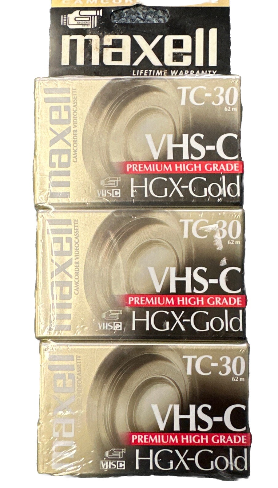 Maxell Camcorder HGX-Gold Videocassette 3 Pack VHS-C Tapes TC-30 New Sealed-image