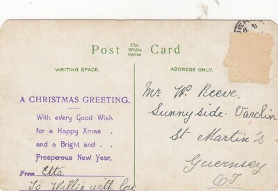 Postkarte Genealogie Herr Willie Reeve Sunnyside St Martins Guernsey Meine Ref RF