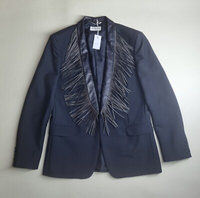 SAINT LAURENT PARIS,HEDI SLIMANE SS16 STUDDED FRINGE BLAZER