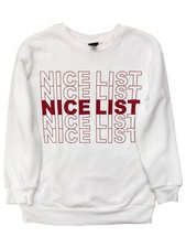Boys White "Nice List" Crewneck Christmas Fleece Sweatshirt