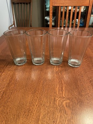 Set of 4 Vintage Anchor Hocking Vertical Ribbed Interior Pint Glasses NEW