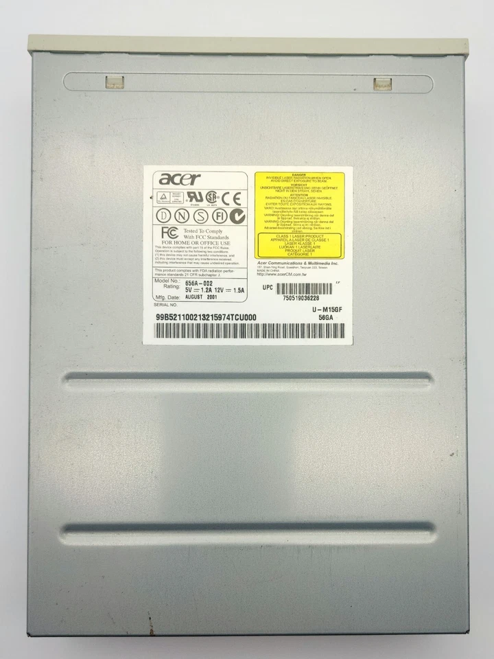 56X BEIGE ACER CD-ROM INTERNAL DISK DRIVE 656A-002 IDE 56X MAX Untested - Image 3 of 3