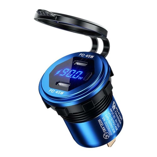 Metal 90W Dual Type C USB C PD Fast Car Charger with Voltage/Power Display - Zdjęcie 20 z 23