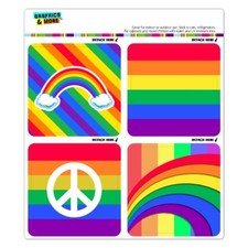 Gay Pride Rainbows Peace Refrigerator Locker Automotive Car Vinyl Magnet Set
