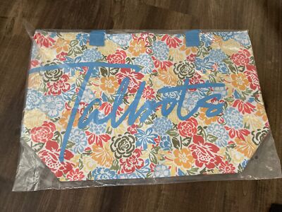 Talbots Women's Canvas Tote Bag Oversize Logo Floral Blue New In Bag