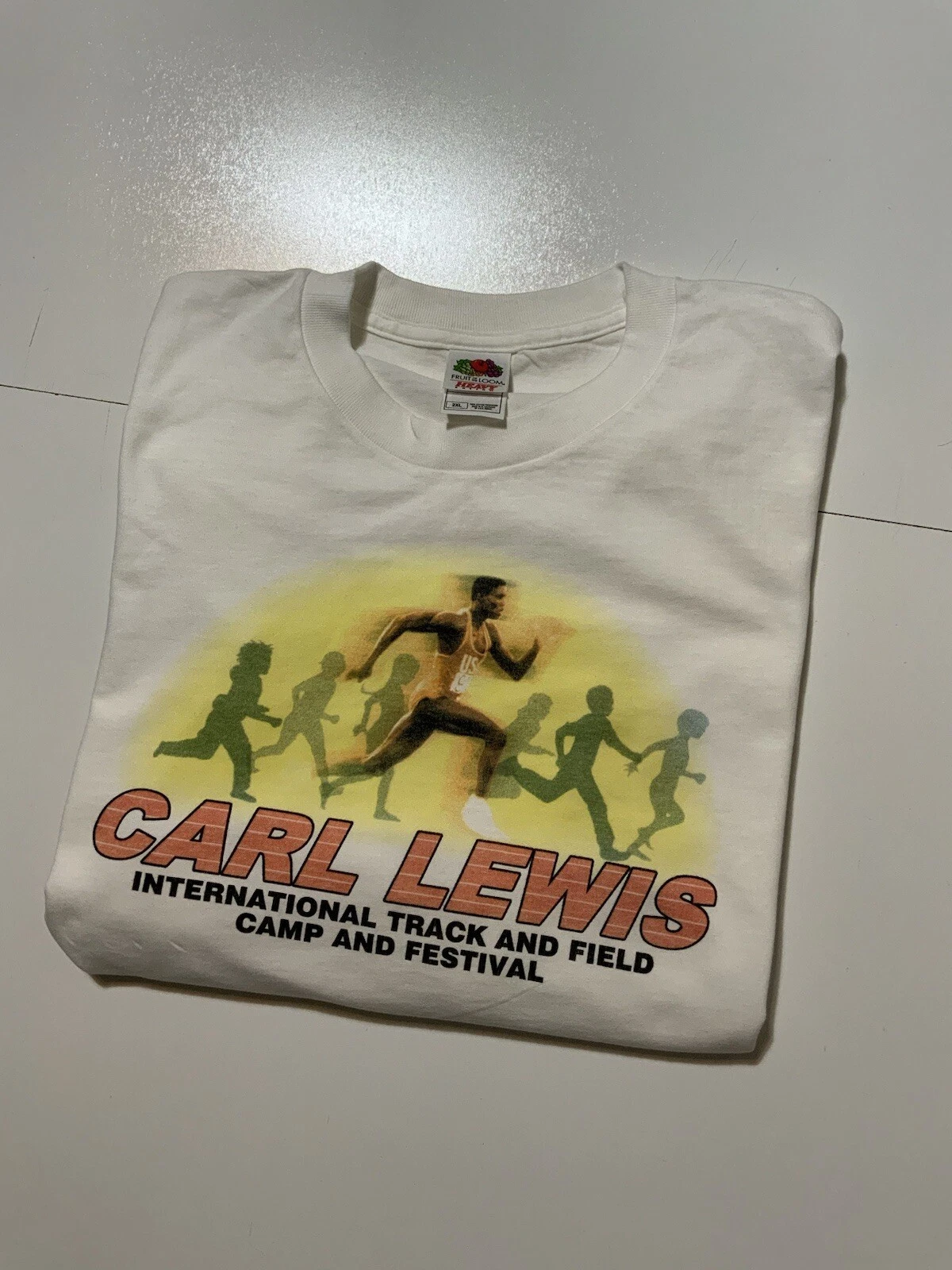 Vintage Carl Lewis International Track & Field Camp Festival Graphic T-Shirt 2XL