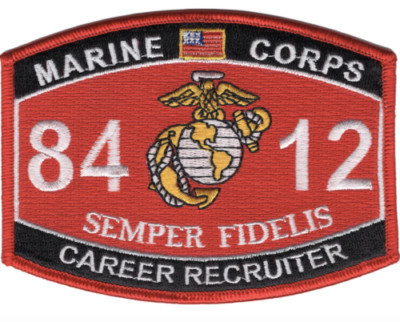 MOS 8412 CAREER RECRUITER HAT PATCH US MARINES VETERAN PIN UP POOLEE RECRUITING