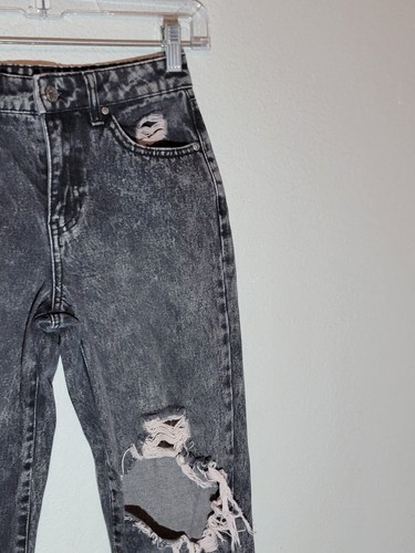 RSQ jeans girls size 12 distressed 90s mom tapered mid rise denim black - Picture 3 of 10