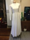 Genuine Vintage 60’s 70’s KALI Boho Prairie Maxi Dress White Cotton Lace Size 12