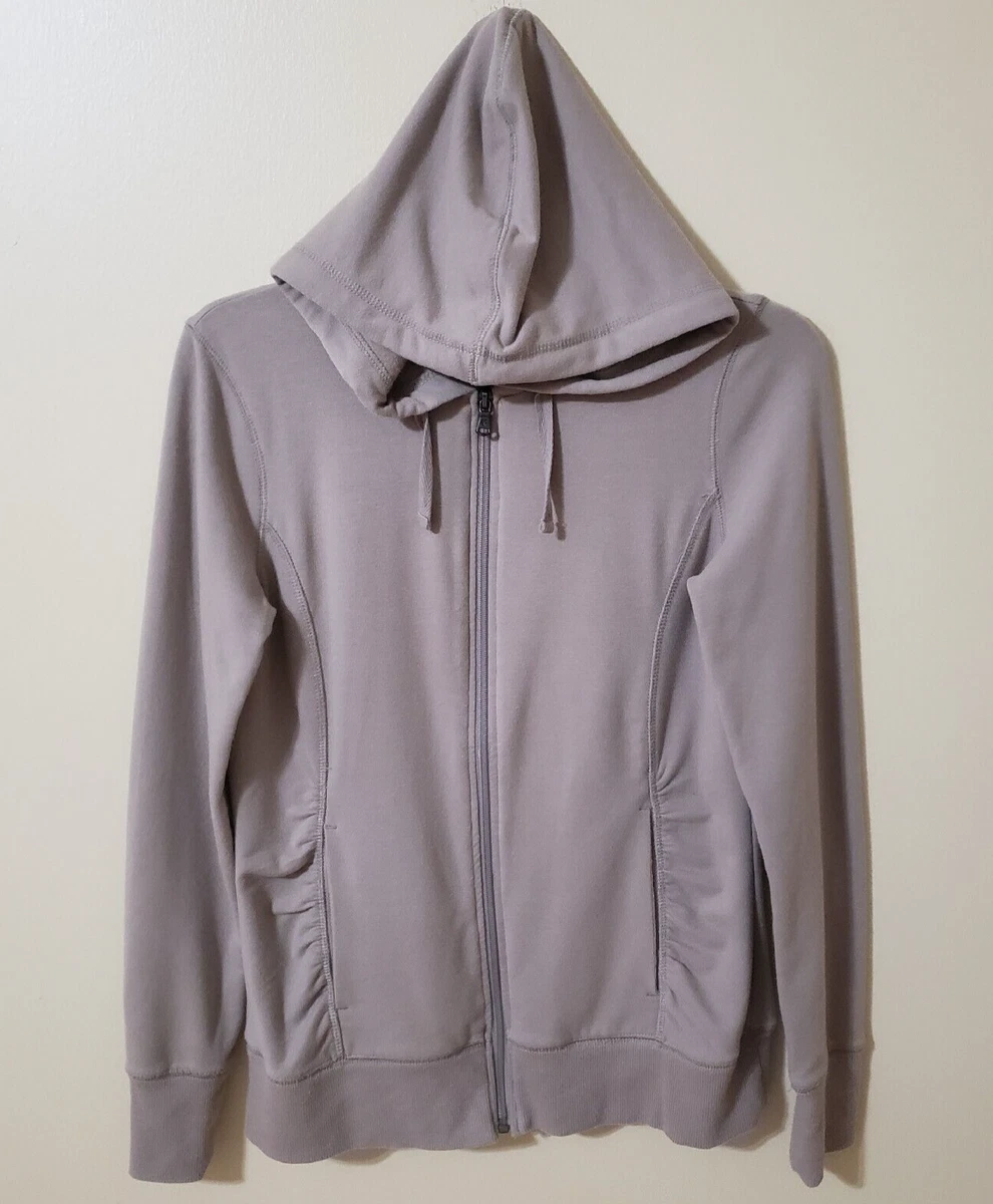 Tek Gear XS Womens Hoodie Sweatshirt Full Zip Pockets Beige Long