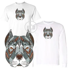 Pitbull Pit Bull Abstract Art Head Portrait Short / Long Sleeve White T Shirt