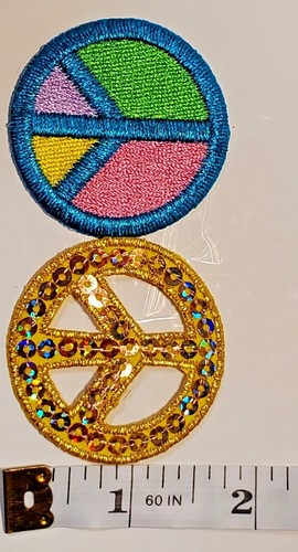 Peace Sign Iron on or Sow on Patches Gold Sequin Included (7 pieces in Bundle).. - Picture 5 of 6